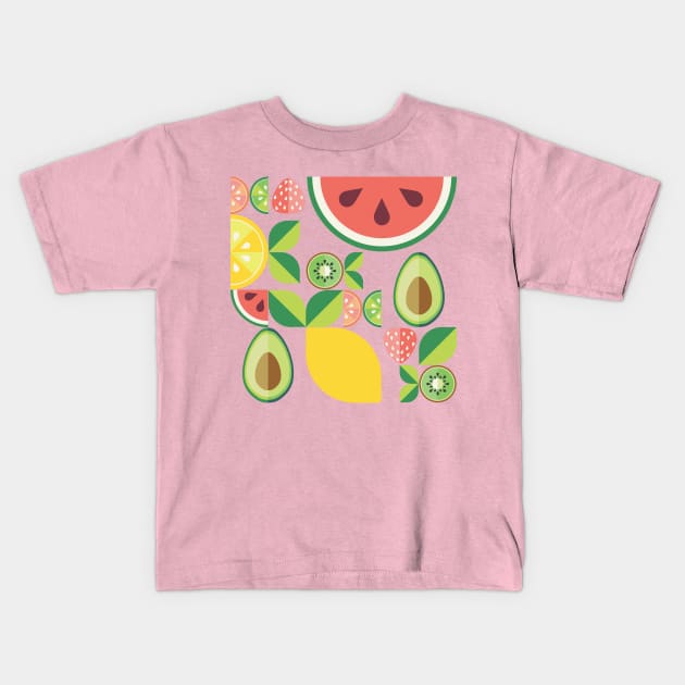 Fruits and leaves pattern Kids T-Shirt by AnnArtshock